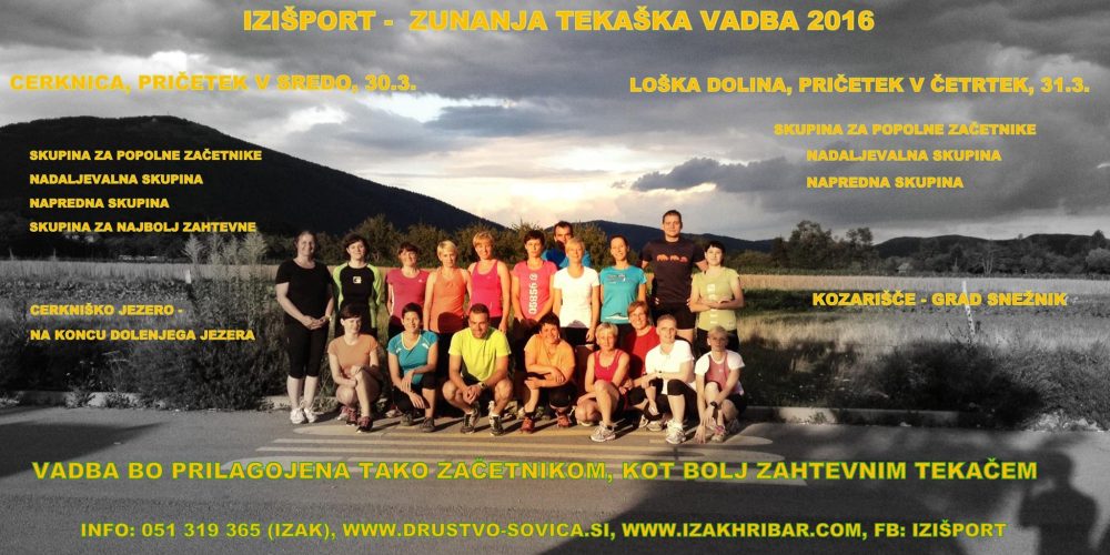 Tekaška vadba 2016 – od začetnikov naprej
